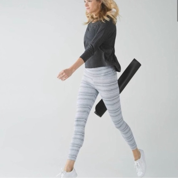 lululemon athletica Pants - Lululemon High Times Leggings in Silver Fox Coral Pink Zipper Small